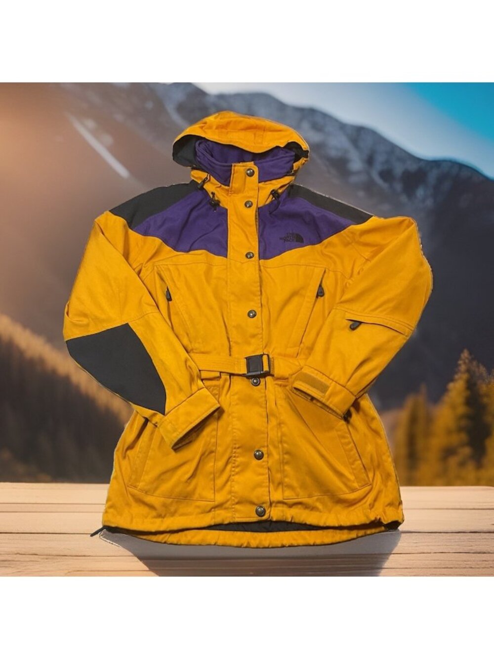 The North Face Vintage Womens 8 Gold Purple Color Block Aztec Outdoors Gorpcore